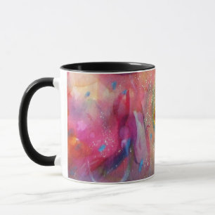 TAZA ABSTRACTO AZUL ROJO CON RUBY ROJO