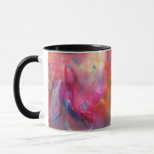 TAZA ABSTRACTO AZUL ROJO CON RUBY ROJO