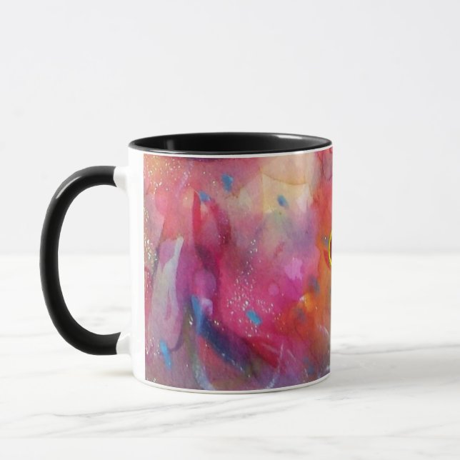 TAZA ABSTRACTO AZUL ROJO CON RUBY ROJO (Izquierda)