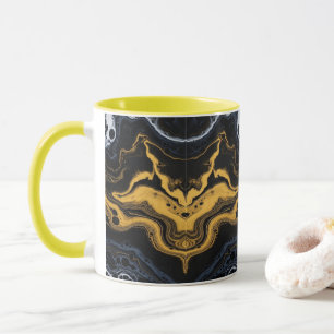 Taza Abstracto de lujo Café Mugs - Negro, Oro y Blanco