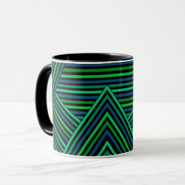 Taza Abstracto moderno forrado líneas rayado franja azu