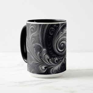 Taza Abstracto Moderno Simple Remolino Negro y Blanco
