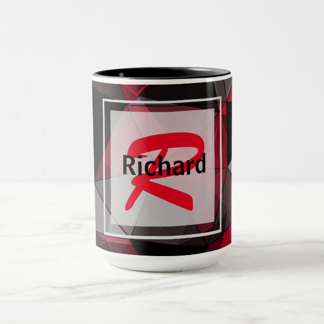 Taza Abstracto, negro y rojo, triángulo, geométrico, ne (Centro)
