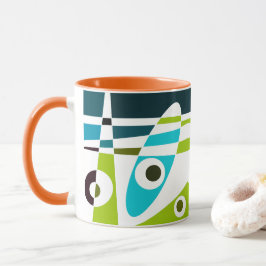 Taza Abstracto Surfing Olive Blue Planner Verde azulado