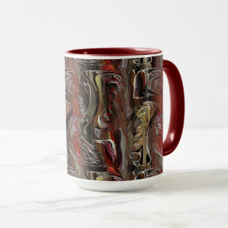 Taza Abstrato entalhado em mogno e vermelho escuro