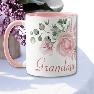 Taza Abuela Año Establecido Rosas Rosadas Personalizada