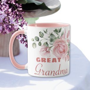 Taza Abuela Año Establecido Rosas Rosadas Personalizada