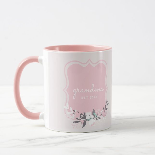 Taza Abuela del Día de la Madre Floral Rosa (Izquierda)