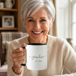 Taza Abuela Estableció Letra Personalizada Año