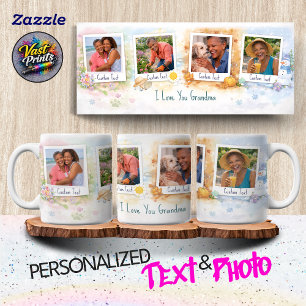 Taza Abuela Floral Colgajo de Fotos Personalizado Acuar