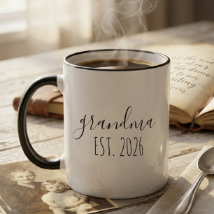 Taza Abuela Minimalista Año Est Diseño de Letra Elegant