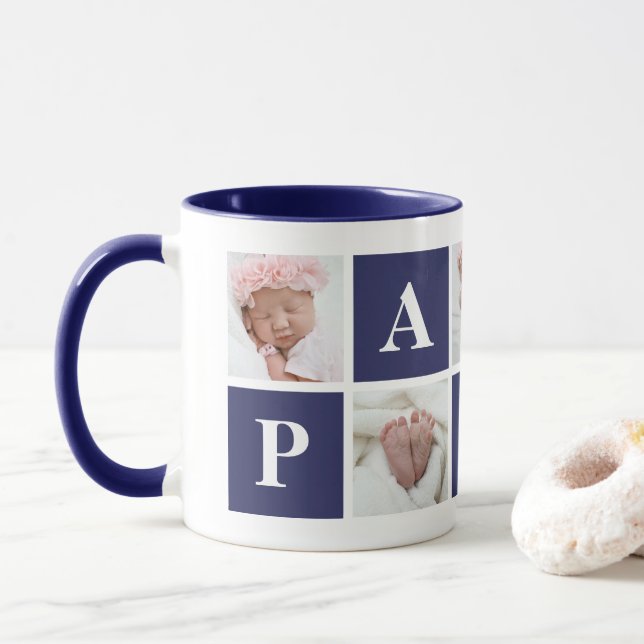 Taza Abuelo 5 Collage de fotos Papa Mug (Con donut)