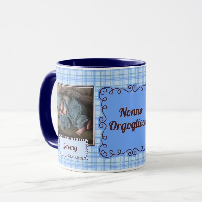 Taza Abuelo ITALIANO Orgoglio Blue Plaid 2 Foto (Anverso izquierdo)