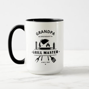 Taza Abuelo Maestro Legendario de la Parrilla Negro y
