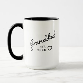 Taza Abuelo negro y blanco minimalista año de est