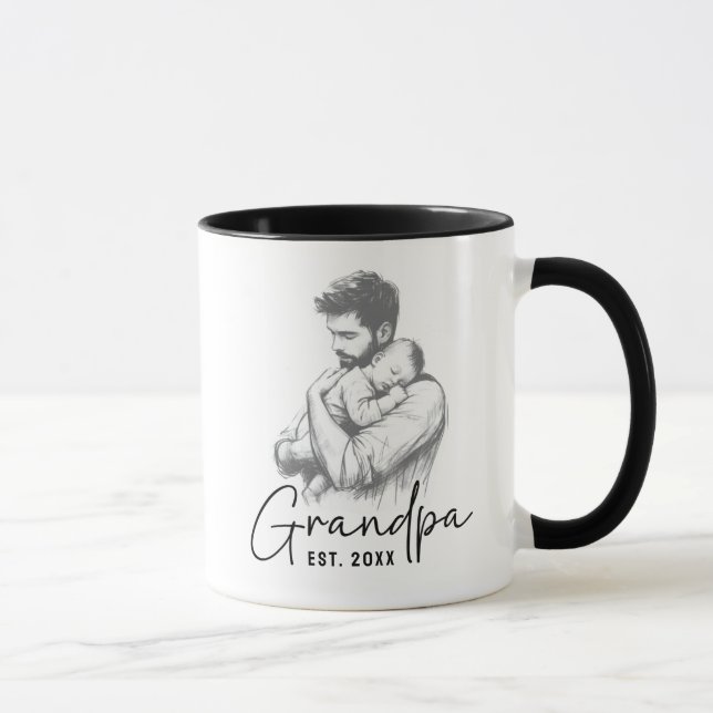 Taza Abuelo que sostiene a un bebé, dulce boceto blanco (Derecha)