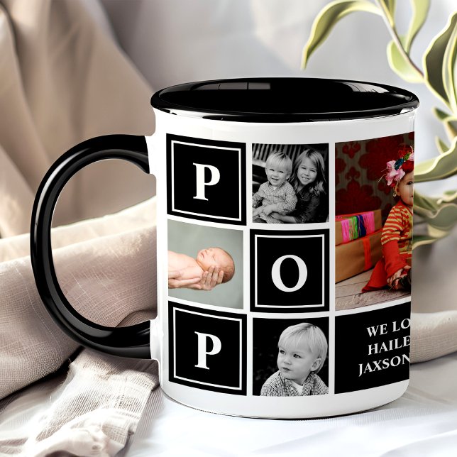 Taza Abuelo Te Amamos Negro Collarín de Fotos Personali (Subido por el creador)