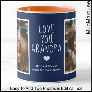 Taza Abuelo Te Amo 2 Fotos Moderno Azul Marino C41
