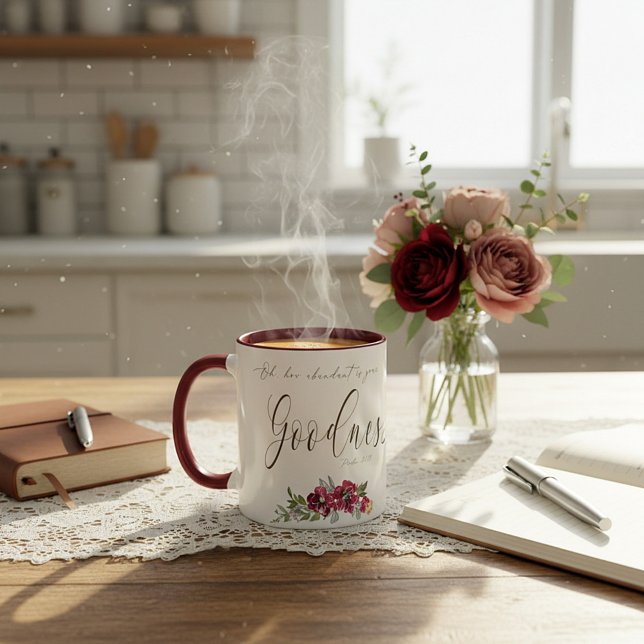 Taza Abundant Goodness rojo floral (Subido por el creador)