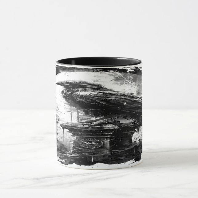 Taza Abyssal Gaze Heavy Metal Raven Skull (Centro)