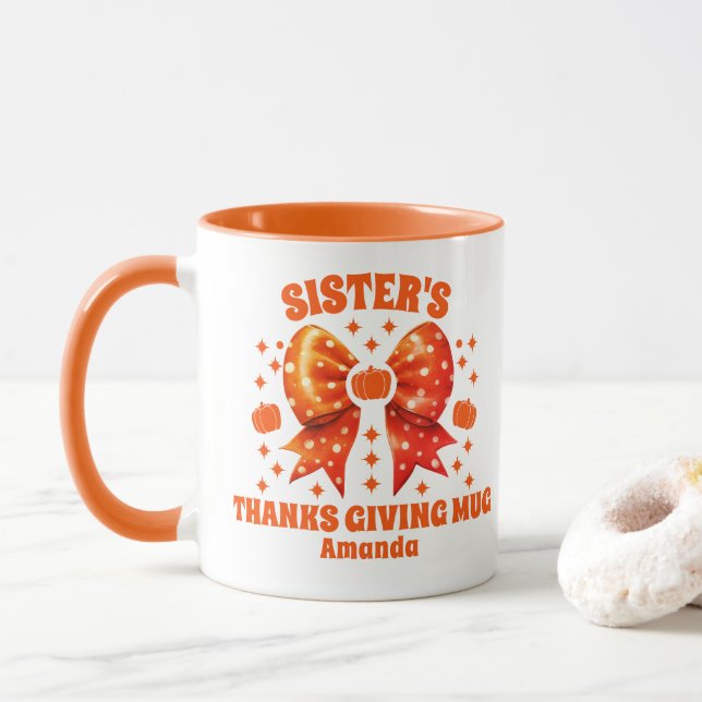 Taza Acción de Gracias de una hermana personalizada (Con donut)