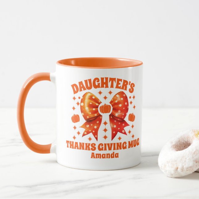 Taza Acción de Gracias de una hija personalizada (Con donut)