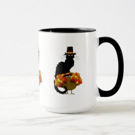 Taza Acción de Gracias Le Chat Noir Con Peregrino Turco