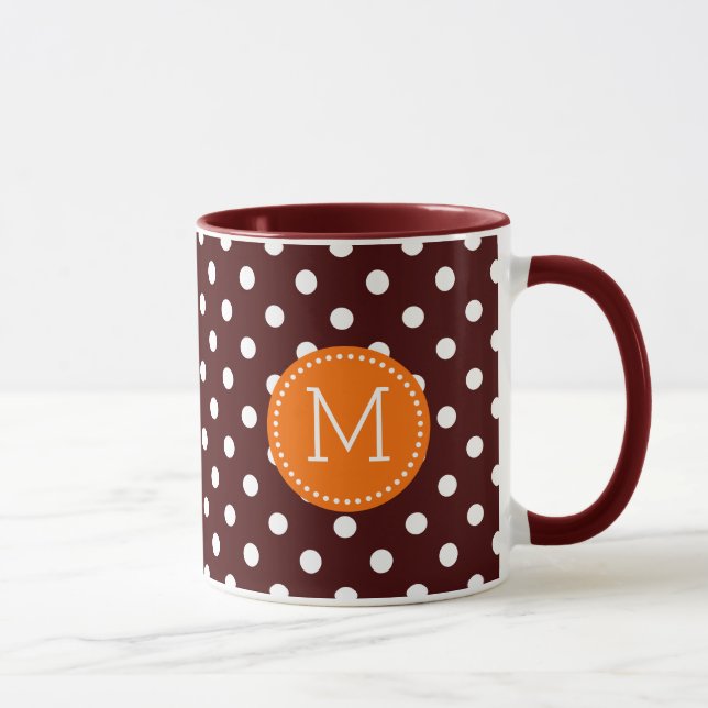 Taza Acentos Naranjas de puntos de polka blanco y marró (Derecha)