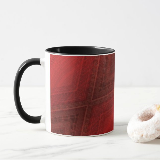 Taza Aceptación | Patrón de Boho Ecléctico Rojo (Con donut)