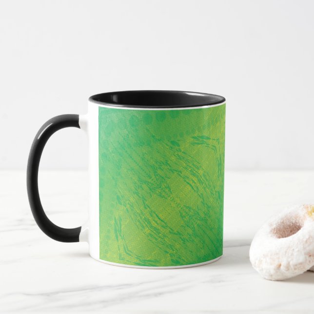 Taza Aceptación | Patrón de Shibori azul verde amarillo (Con donut)