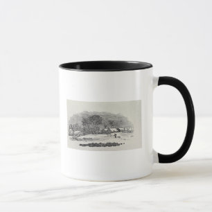 Taza Acercamiento de un pueblo en el invierno