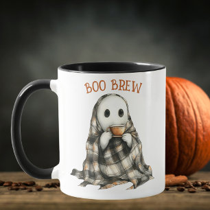 Taza Acogedor café de Halloween con fantasma blanco