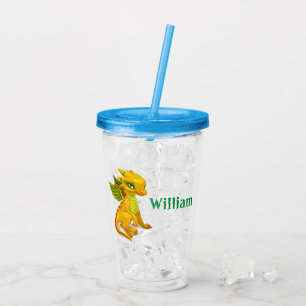 Taza Acrílica Amarilla De Dragón Personalizada Par