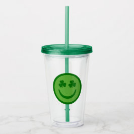 Taza Acrílica de Cara Feliz con Trébol Elegante