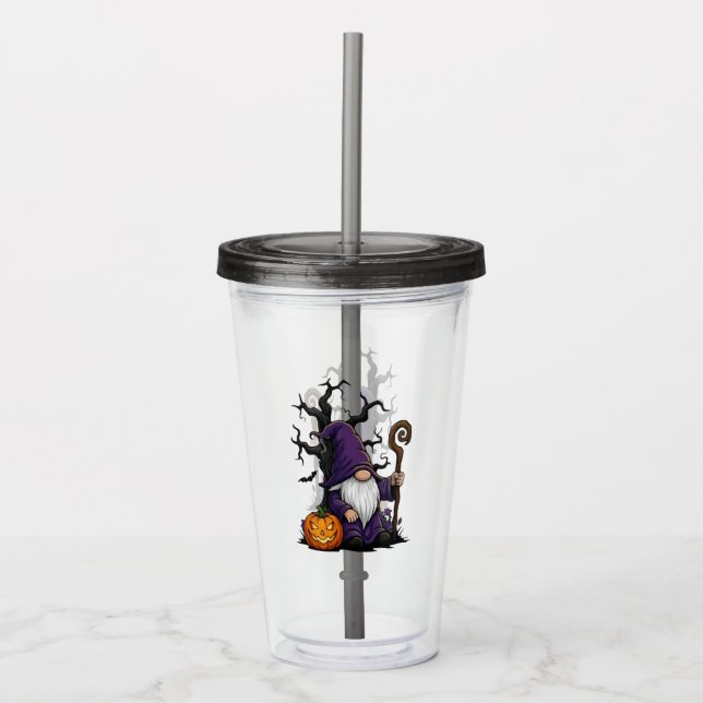Taza Acrílica Gnomo de Halloween (Anverso)
