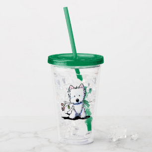 Taza Acrílica KiniArt Westie Con Flores