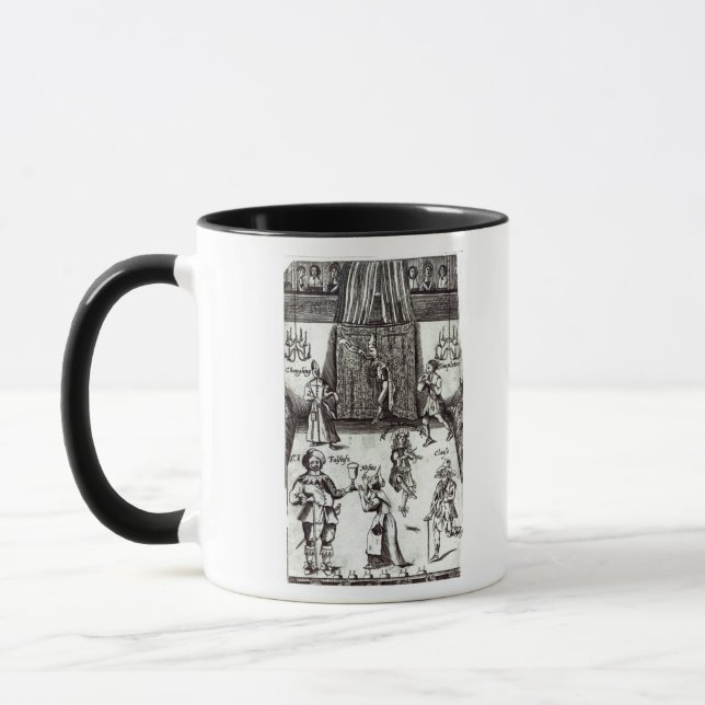 Taza Actores cómicos en el funcionamiento, 1662 (Izquierda)