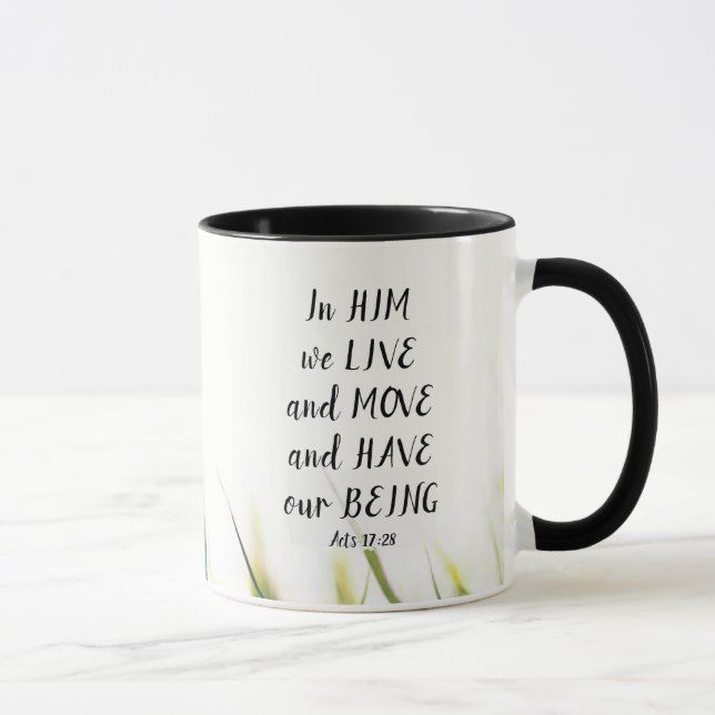 Taza Actos 17:28 En él vivimos y movemos la Biblia Vers (Derecha)