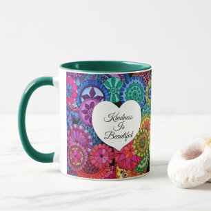 Taza Acuarela Arcoiris Mandala con corazón