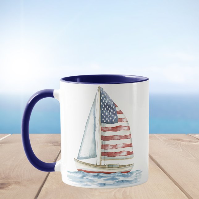 Taza Acuarela Bandera Americana Marítima Costa (Subido por el creador)