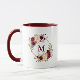 Taza Acuarela Burgundy Floral Gold Cirograma B