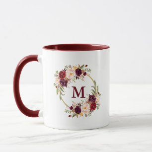 Taza Acuarela Burgundy Floral Gold Cirograma B