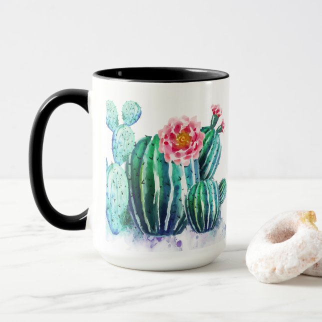 Taza acuarela Cactus (Con donut)