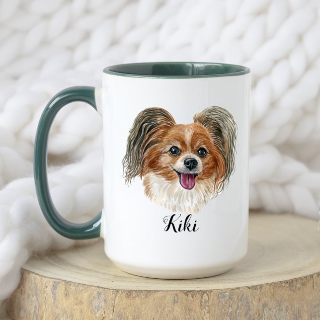 Taza Acuarela Cute Papillon Perro Raza Hechos Divertido (Subido por el creador)
