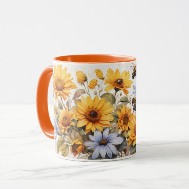 Taza Acuarela Cute Sunflower Bebe Mug (Anverso izquierdo)