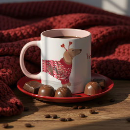 Taza Acuarela Dachshund Dog El día de San Valentín Swea