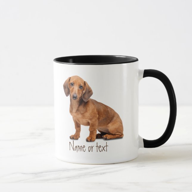 Taza Acuarela Daschund Perro Mascota Personalizado (Derecha)