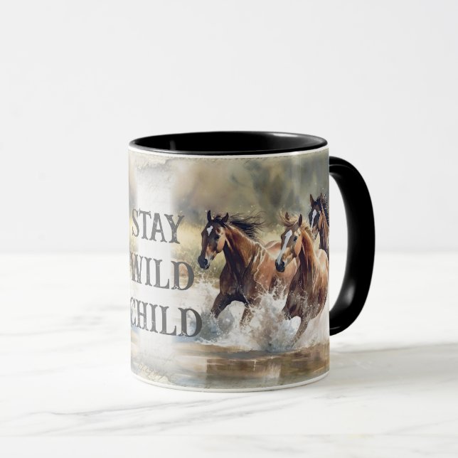 Taza Acuarela de Caballos Salvajes (Anverso derecho)