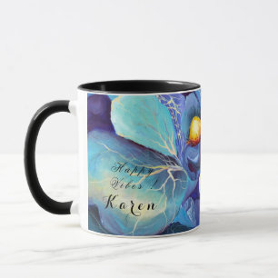 Taza Acuarela de color a mano Floral Aqua y Blues Vibes