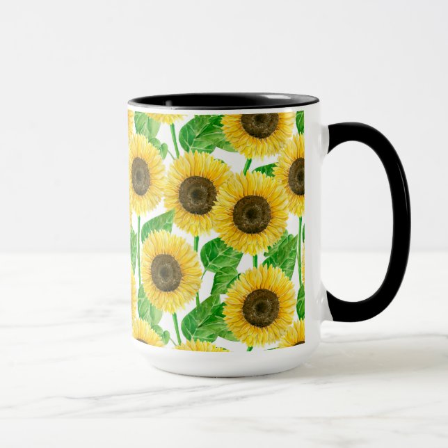 Taza acuarela de girasoles (Derecha)